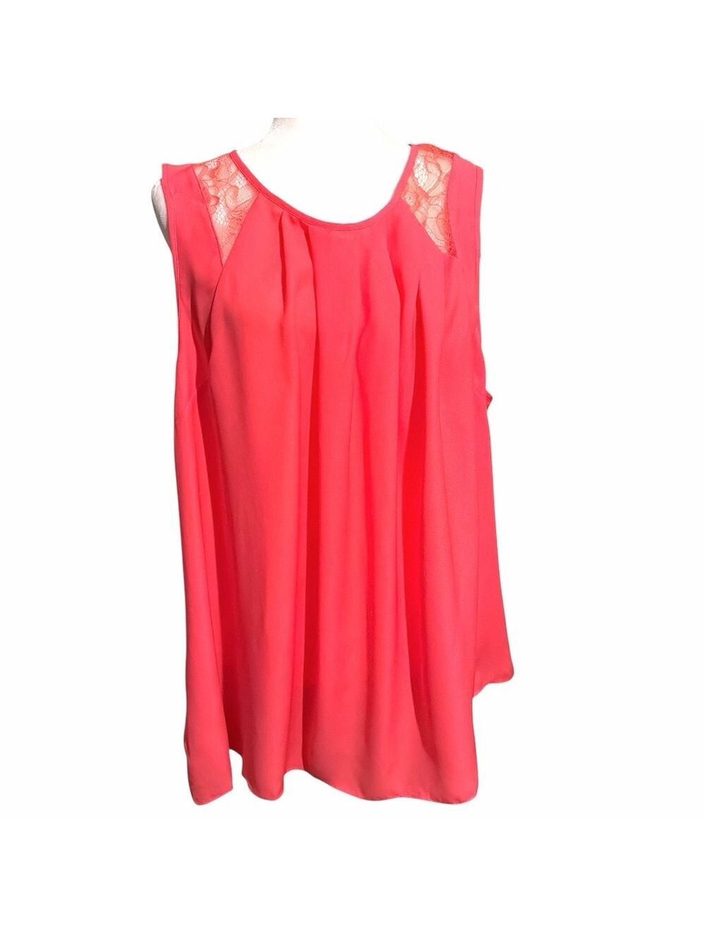 6th & Lane Coral Sleeveless Blouse with Lace Accents